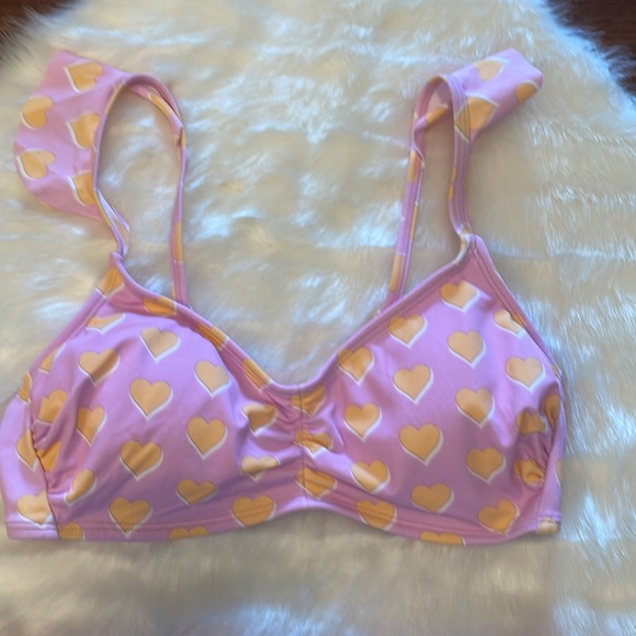 NWOT Stoney Clover x Target Flutter Strap Heart Print Bikini Set Lavender/Orange - Picture 10 of 16